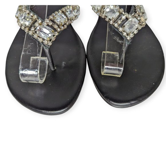 Bakers Rhinestone Black Leather Sandals Size 6M - Picture 3 of 11
